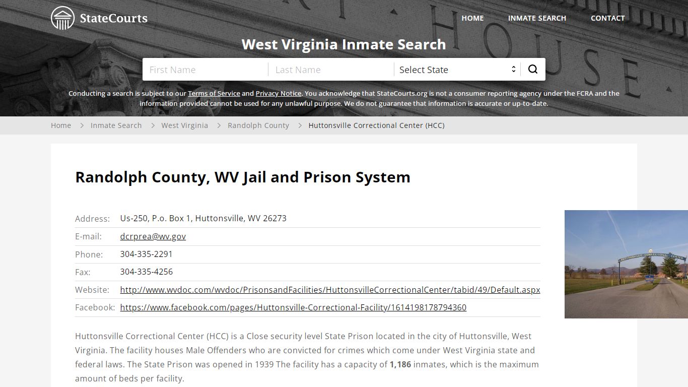 Huttonsville Correctional Center (HCC) Inmate Records Search, West ...