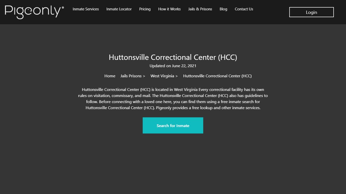 Huttonsville Correctional Center (HCC) Inmate Search - Pigeonly